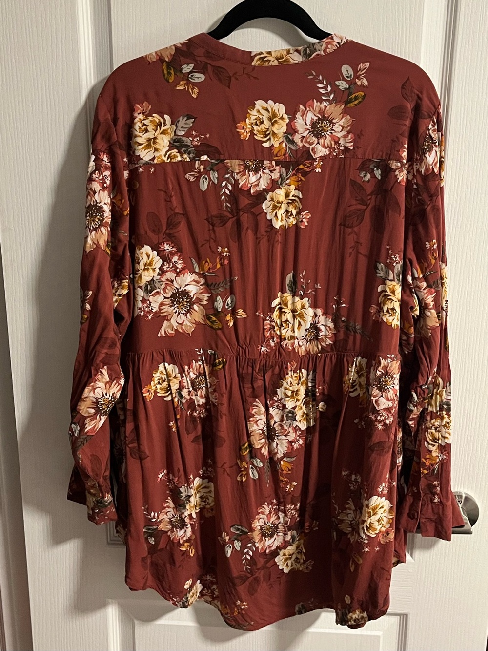 Torrid 4X Orange Floral Babydoll Tunic Blouse Challis Hi Low - Picture 5 of 10